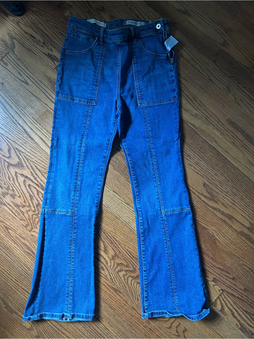 Pilcro and the Letterpress Blue Flared Wide-Leg Jeans